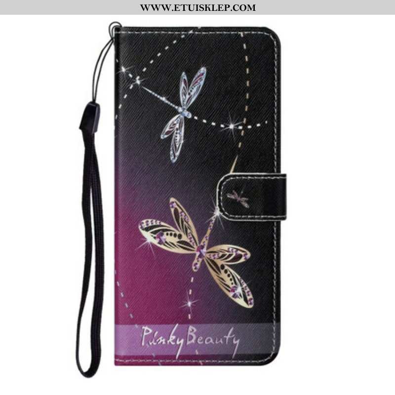 Etui Folio do Samsung Galaxy S21 FE z Łańcuch Paskowate Ważki